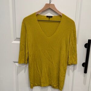 Lafayette Yellow V-Neck Knit Blouse
